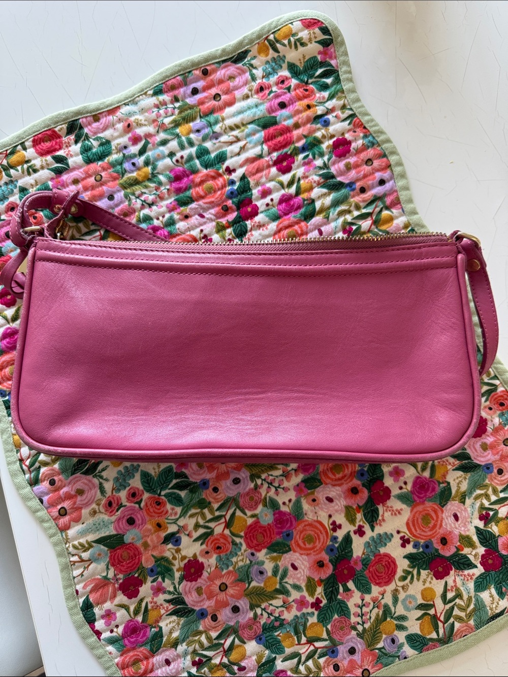 Brahmin Vintage Pink Leather Zippered Shoulder Bag - Picture 7 of 8